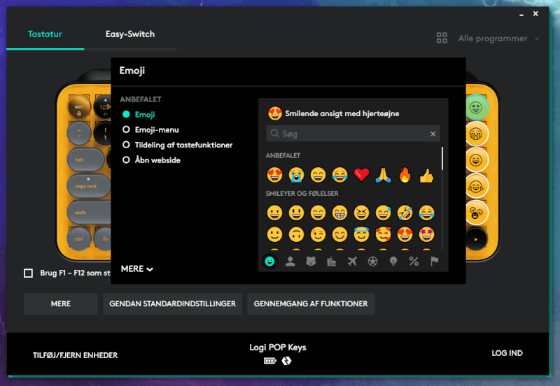 Logitech Options emoji options